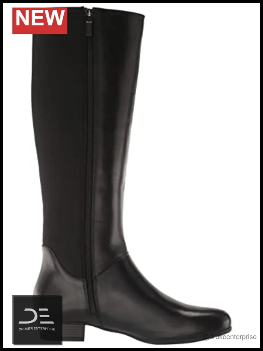 Women's Leather Knee High Boots Round Toe Pull-On